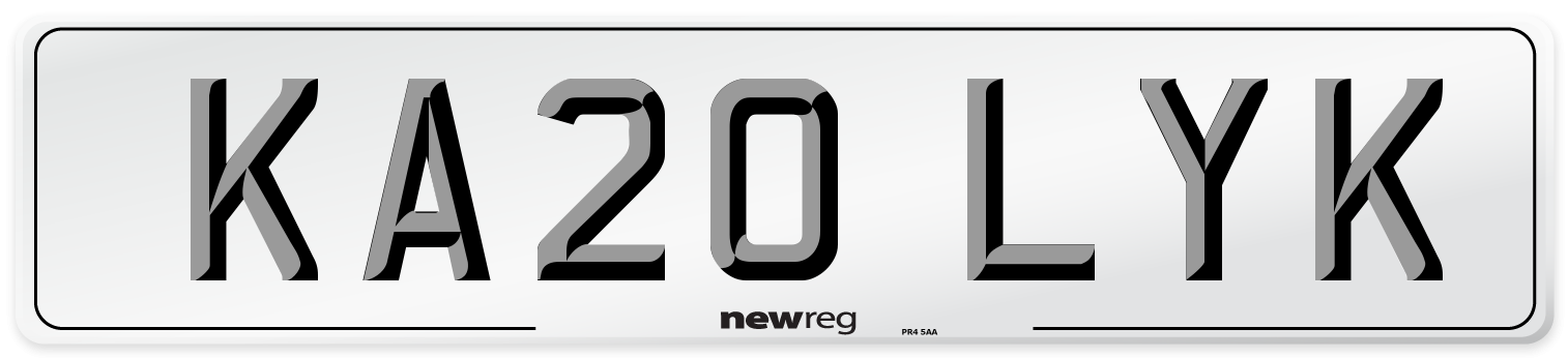 KA20 LYK Number Plate from New Reg